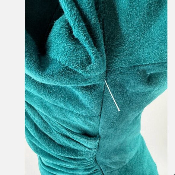 Vakko teal suede wrap front vintage 80s boho western cowgirl dress Sz 6 NWOT - Picture 6 of 10